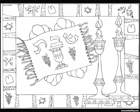 Shabbat Coloring Page – Ann D. Koffsky