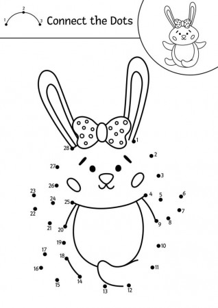 Vector Easter dot-to-dot and color activity with cute bunny. Spring holiday connect  the dots game for children with traditional animal. Funny adorable coloring  page for kids. 6206117 Vector Art at Vecteezy