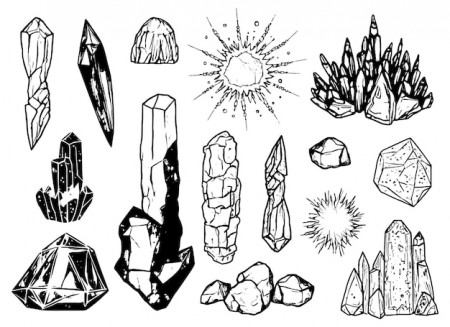 Premium Vector | Hand drawn or doodle illustration set crystals or gems on  white background symbols collection with gemstones quarts minerals diamonds