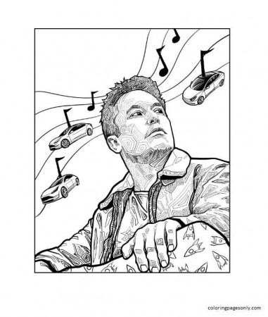 Elon Musk Free Printable 2 Coloring Pages - Elon Musk Coloring Pages - Coloring  Pages For Kids And Adults