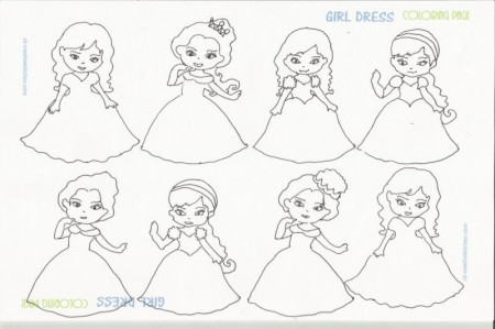Girl dress coloring pages - Creative Kitchen
