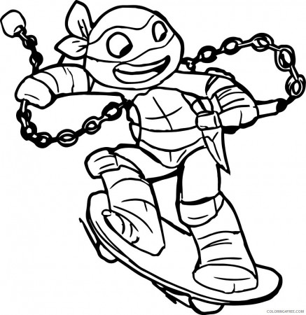 Teenage Mutant Ninja Turtles Coloring Pages Cartoons 1532140232_ninja  turtle skateboarding a4 Printable 2020 6190 Coloring4free -  Coloring4Free.com