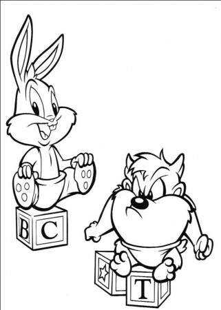 Bugs Bunny And Taz Baby Looney Tunes Coloring Pages Free | Cartoon ...