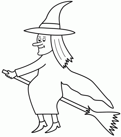 Witches Ride A Broomstick With A Smile Coloring Pages For Kids ...