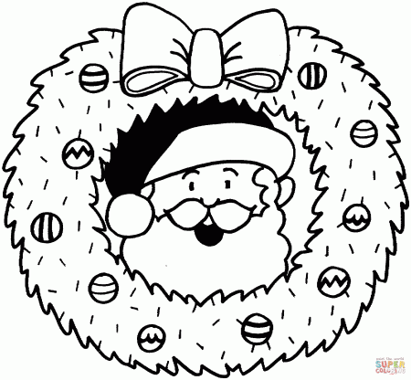Christmas Wreath with Bow coloring page | Free Printable Coloring ...