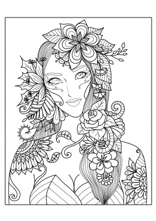Woman flowers - Anti stress Adult Coloring Pages
