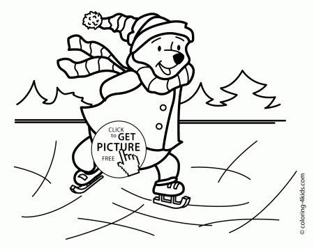 Winter coloring pages bear for kids, seasons coloring pages ...
