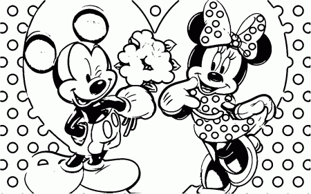 Mickey Mouse Minnie Mouse Love Couple Heart Coloring Page ...