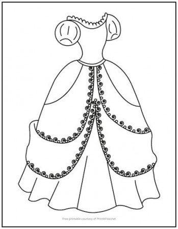 Cinderella Princess Dress Coloring Page | Print it Free