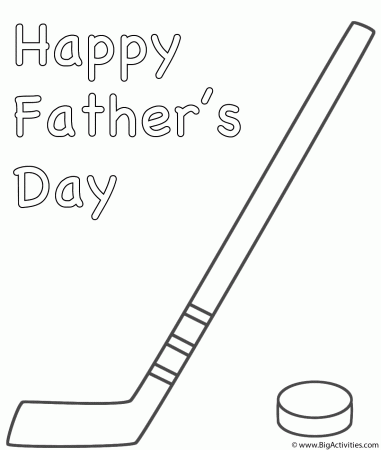 Hockey Stick with Puck - Coloring Page (Father's Day)