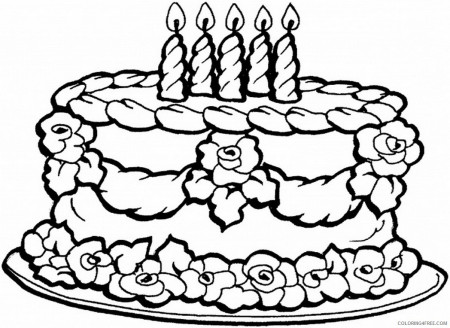 happy birthday cake coloring pages for girls Coloring4free -  Coloring4Free.com