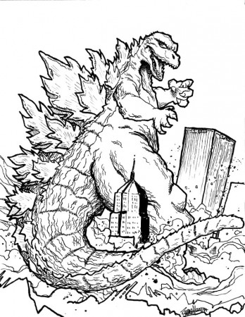 Godzilla Destroying City Coloring Page - Free Printable Coloring Pages for  Kids