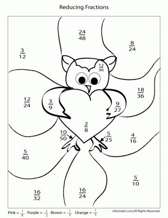 worksheet valentines day reducing fractions - Clip Art Library