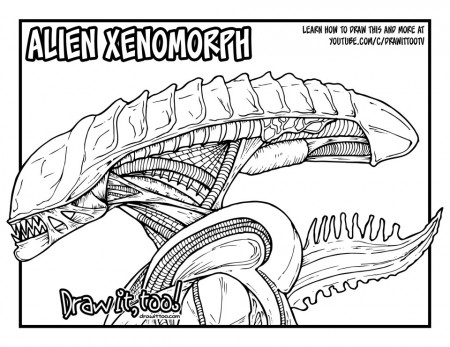 Alien Xenomorph (Alien Movie Franchise) Drawing Tutorial - Draw it, Too!