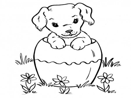 A Cute Puppy Coloring Page - Free Printable Coloring Pages for Kids