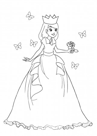 coloring ~ Princess Coloringages With Butterflies And Rose ...