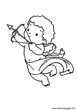 Cupid Draws His Bow And Arrow Coloring Pages Printable