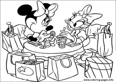 Minnie And Daisy In A Cafe Disney B629 Coloring Pages Printable