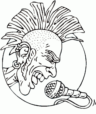 Rock star coloring pages - Singer with mohawk coloring pages, rock ...