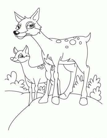 Deer and Fawn coloring page | Download Free Deer and Fawn coloring 