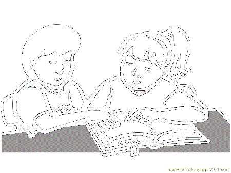 Coloring Pages Children read book (Education > School) - free 