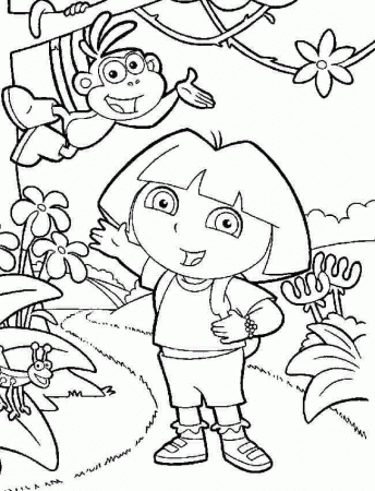 Printable Free Cartoon Dora The Explorer And Boots Coloring Pages - #