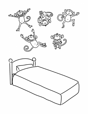 Coloring Pages 5 Five Little Monkeys Jumping Bed Online Coloring 