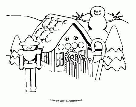 Holidays Gingerbread House Free Coloring Pages for Kids 