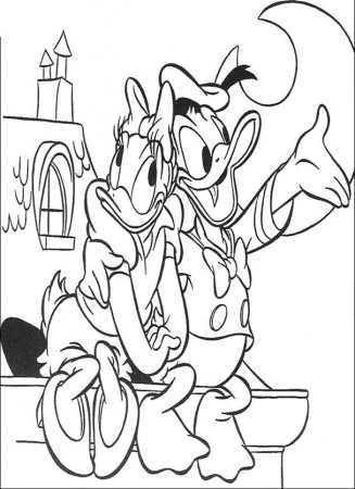 Donald With Daisy Coloring For Kids | Coloring Pages