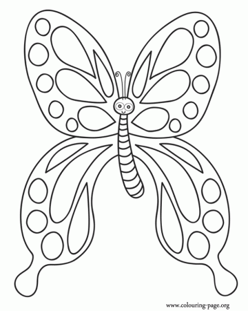 Butterflies - A cute butterfly with spots on the wings coloring page