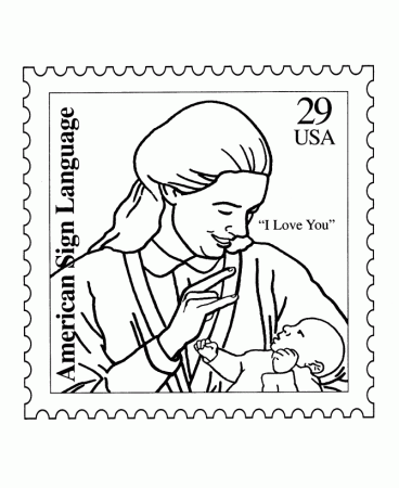 BlueBonkers: USPS Love Stamp Coloring Pages - American Sign 