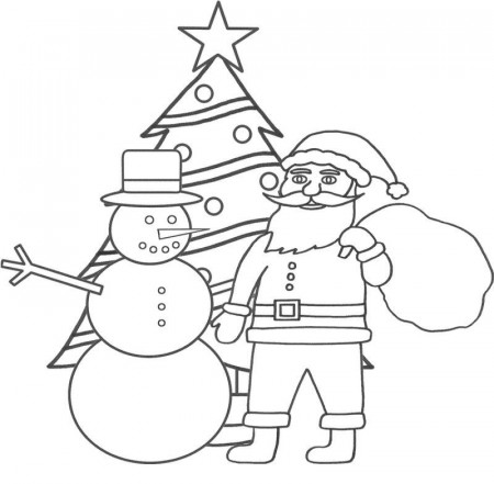 Christmas Tree And Santa Brings Goodies Coloring Page - Kids 