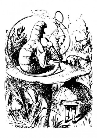 Coloring page Alice in Wonderland - smoking caterpillar - img 19042.