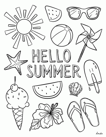 Hello Summer Colouring Sheet | SCYAP