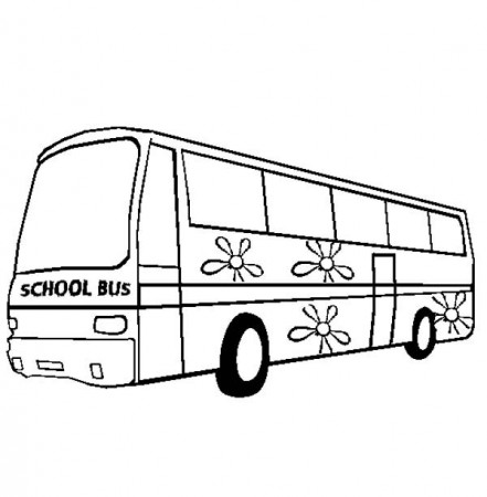 A Sweet School Bus With Flower Decoration Coloring Page : Kids Play Color