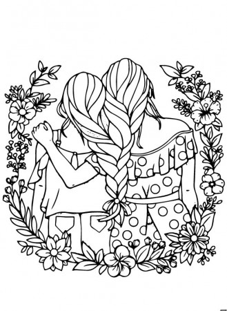 Two Girls For Best Friends Coloring Pages - Coloring Cool