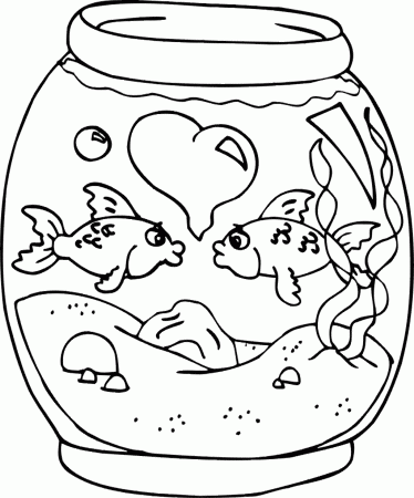 Fish Tank Coloring - Coloring Pages for Kids and for Adults