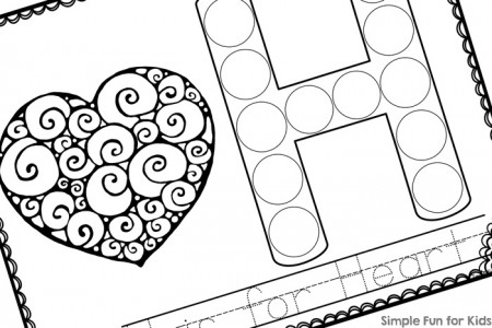 H is for Heart Dot Marker Coloring Pages - Simple Fun for Kids