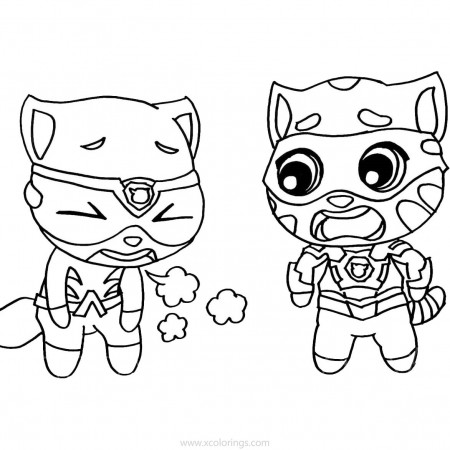 Talking Tom Heroes Coloring Pages Superhero Tom and Angela - XColorings.com