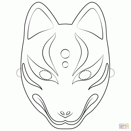 Kitsune Mask coloring page | Free Printable Coloring Pages