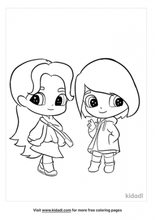 Two Chibi Girls Coloring Pages | Free People Coloring Pages | Kidadl