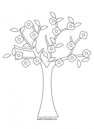 Spring Tree Coloring Pages Printable - Easter Template