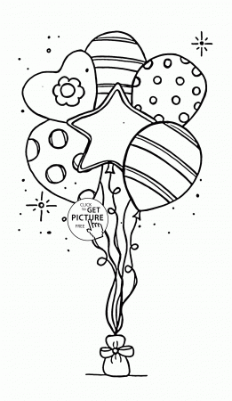 Beautiful Balloons for Birthday coloring page for kids, holiday ...