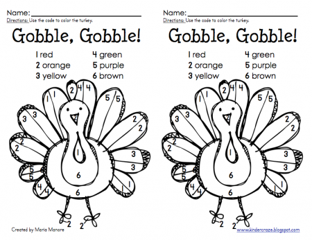 Thanksgiving Color by Number Turkey Freebie