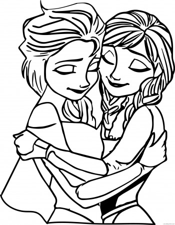 elsa and anna hugging coloring pages Coloring4free - Coloring4Free.com