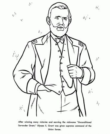 USA-Printables: President Ulysses S. Grant coloring page - eighteenth  President of the United States - 1 - US Presidents Coloring Pages