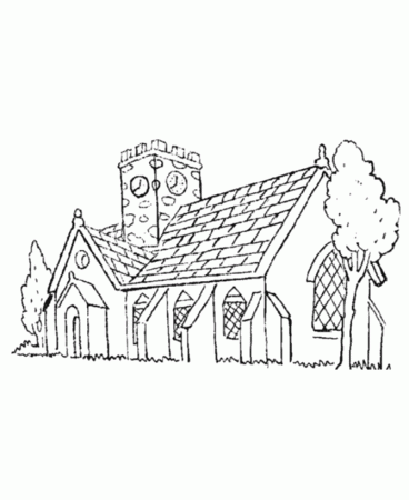 BlueBonkers - Medieval Churches Coloring Sheets - English town 