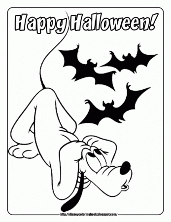 Printable Halloween Coloring Pages Pluto With Bats | Laptopezine.