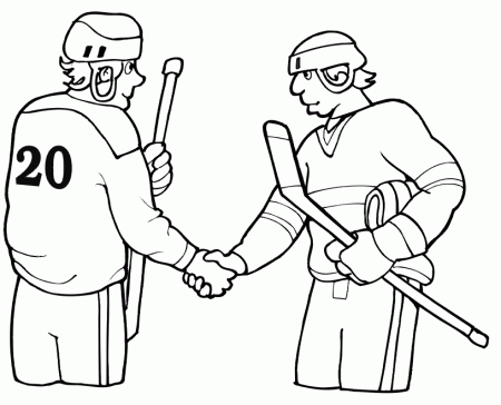 Hockey Coloring Page | 2 Players Shaking Hands
