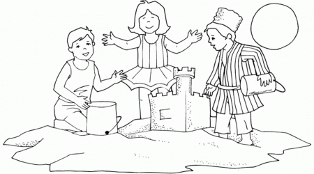 Free image to print sand castle coloring pages - KidsColoringPics.